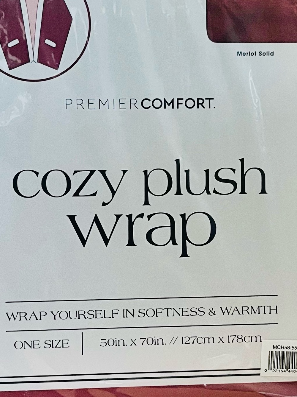 PREMIER COMFORT NWT Cozy Plush Body Wrap with Pockets. One Size 50” x 70” - Picture 5 of 5
